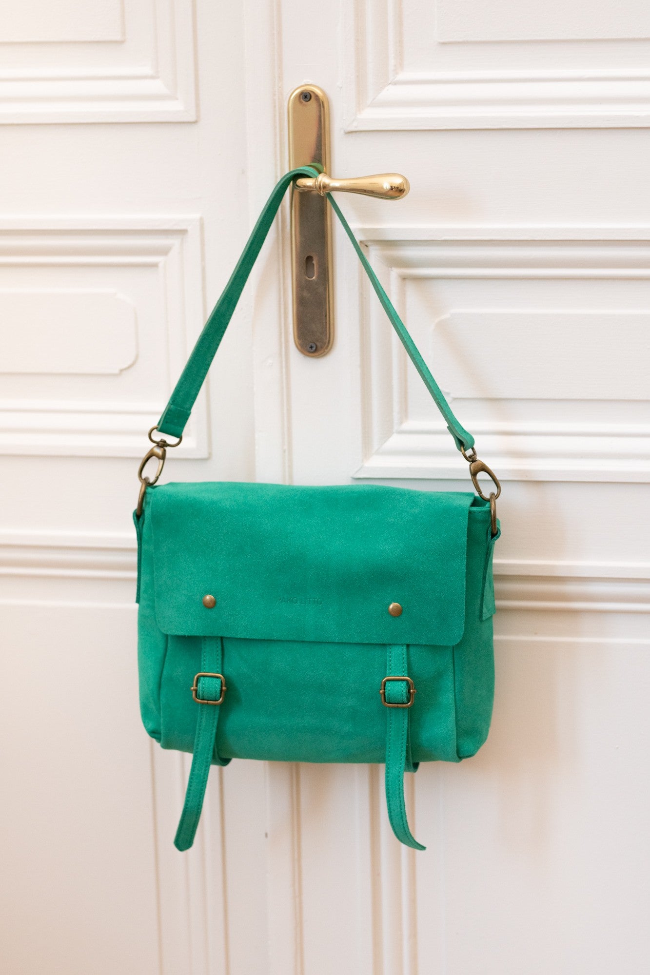 GREEN SUEDE MILITARY BAG