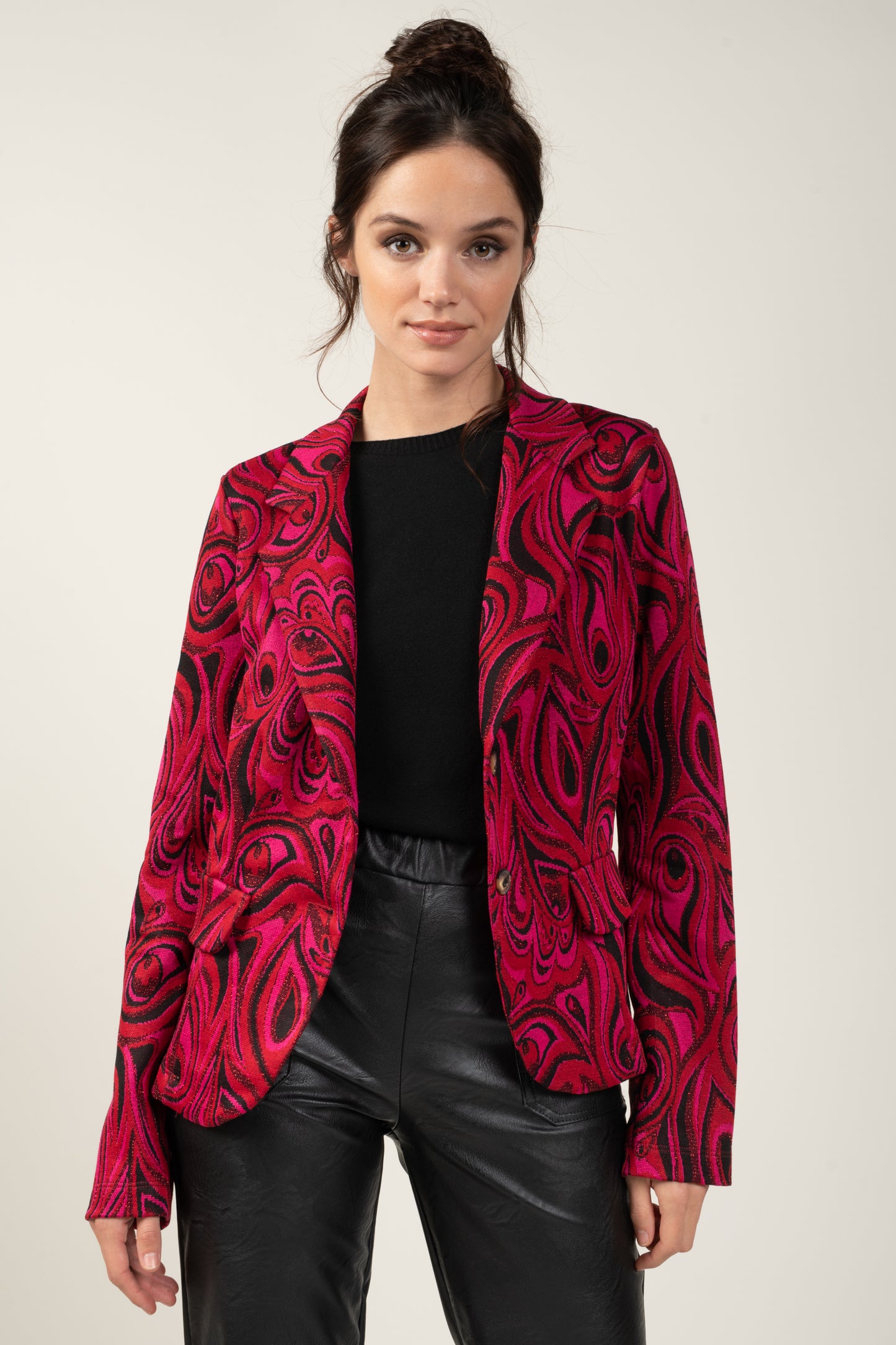 BLAZER JACQUARD KATY FUCHSIA ET ROUGE