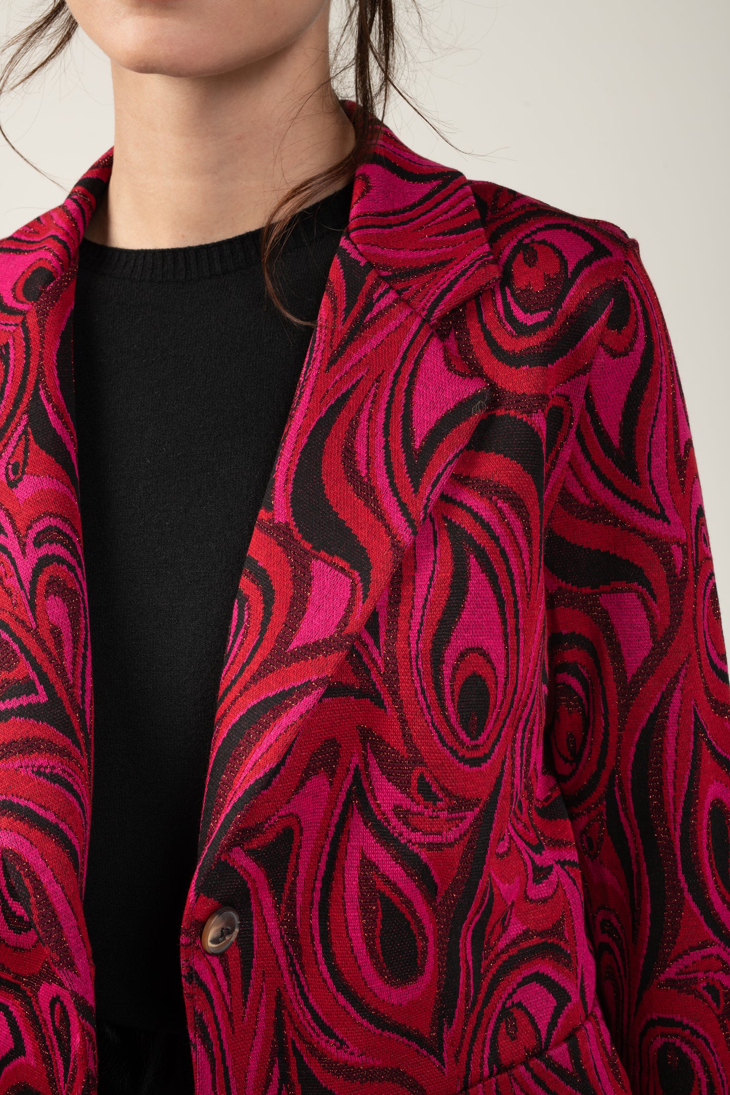 BLAZER JACQUARD KATY FUCHSIA ET ROUGE