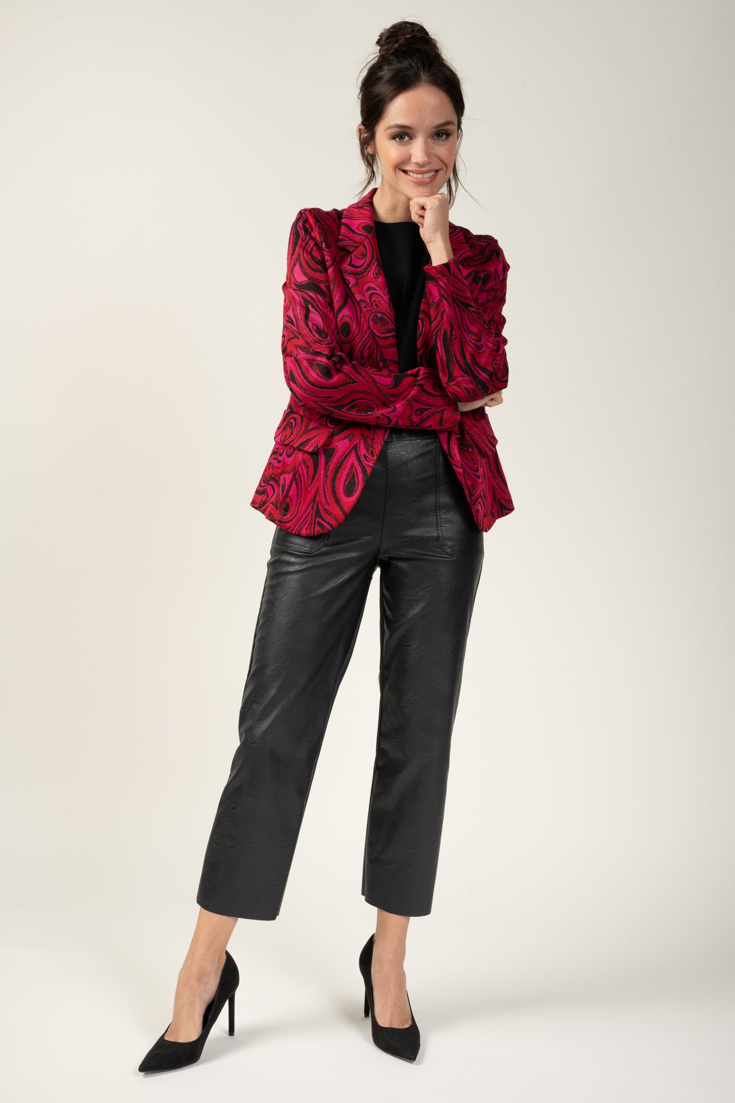 BLAZER JACQUARD KATY FUCHSIA ET ROUGE