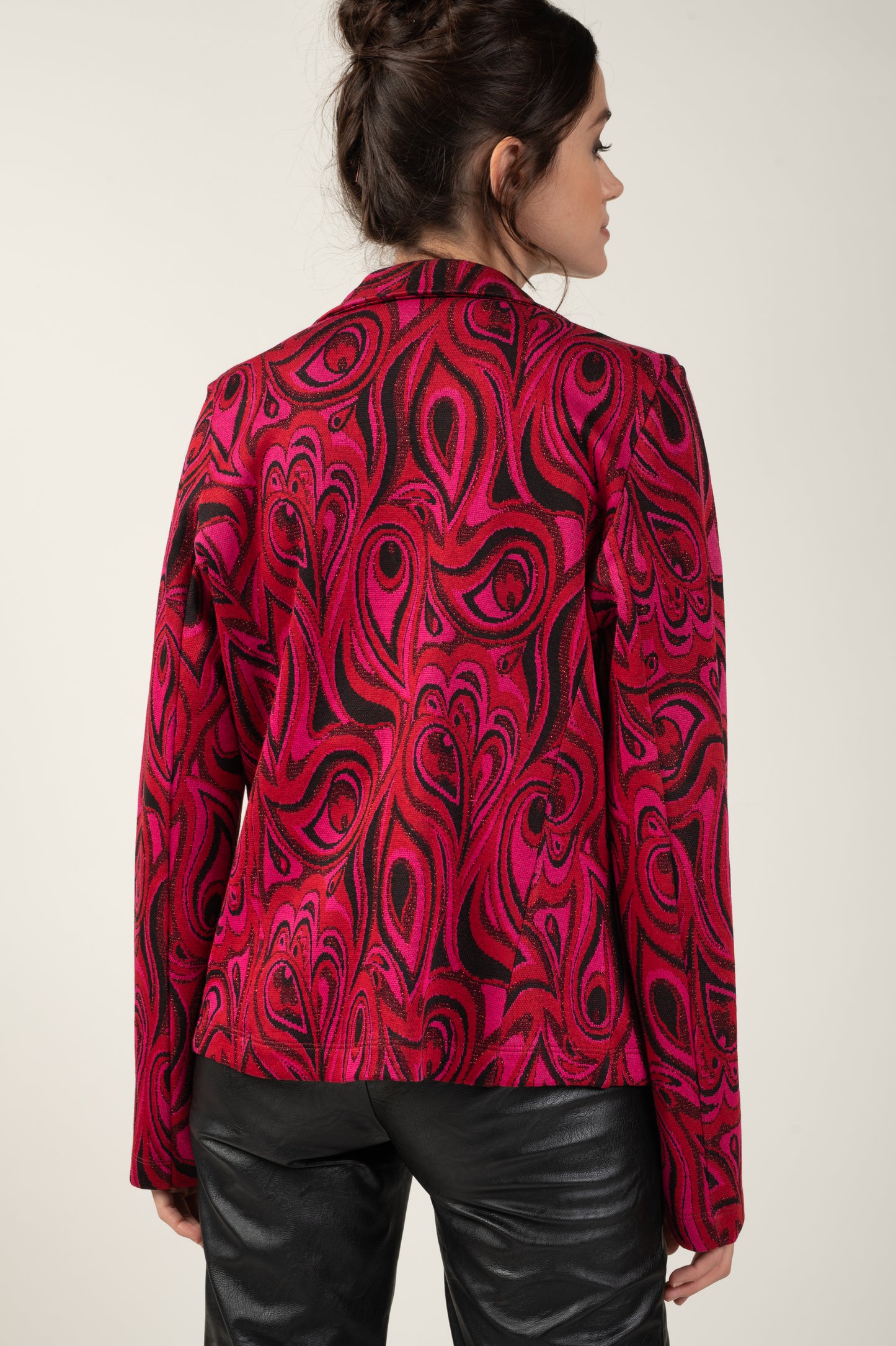 BLAZER JACQUARD KATY FUCHSIA ET ROUGE