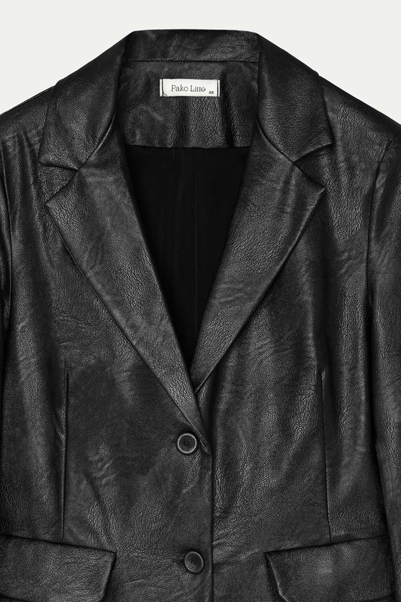 BLAZER SIMILI CUIR WHITNEY NOIR