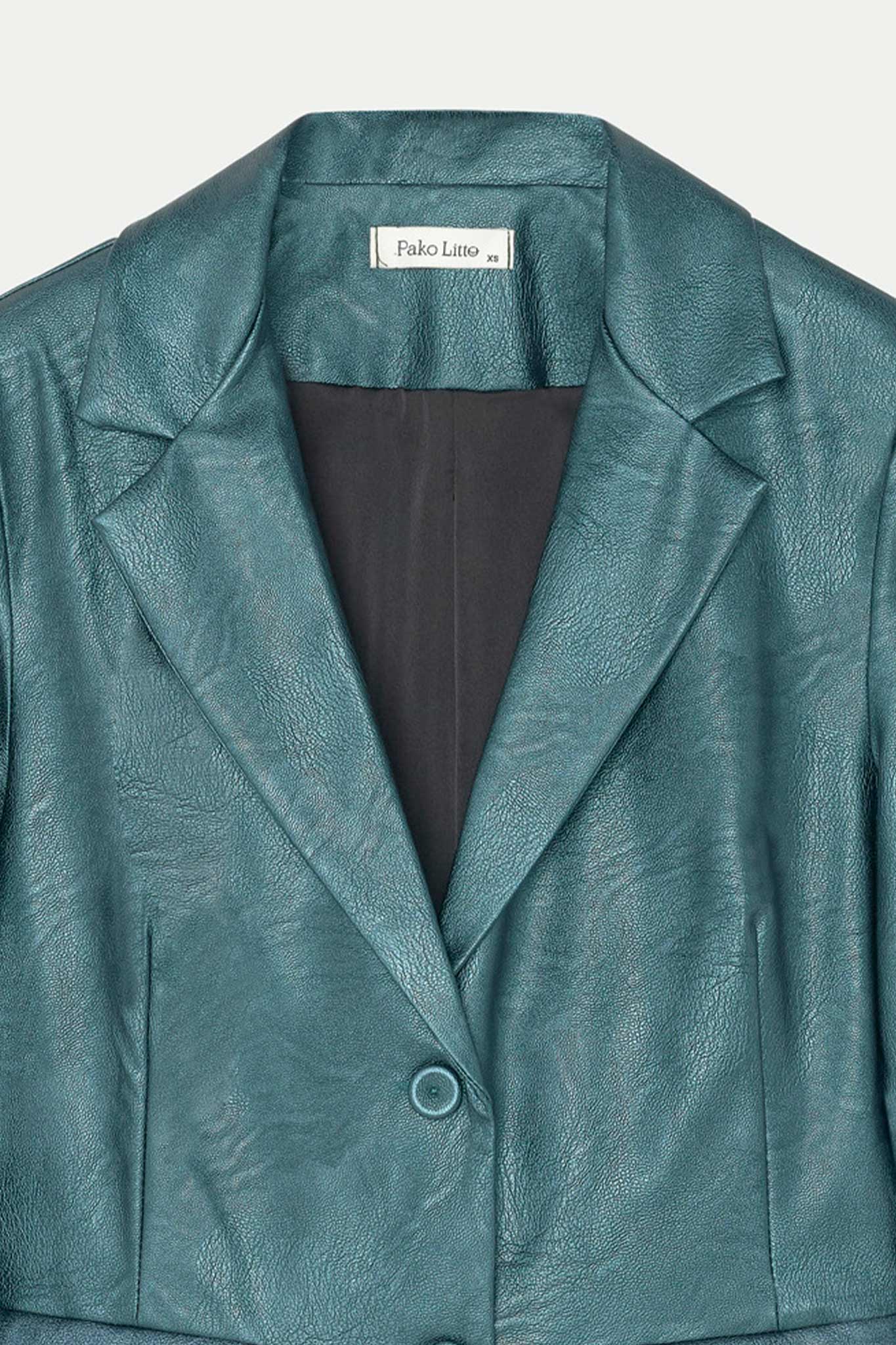 BLAZER SIMILI CUIR WHITNEY PETROLE