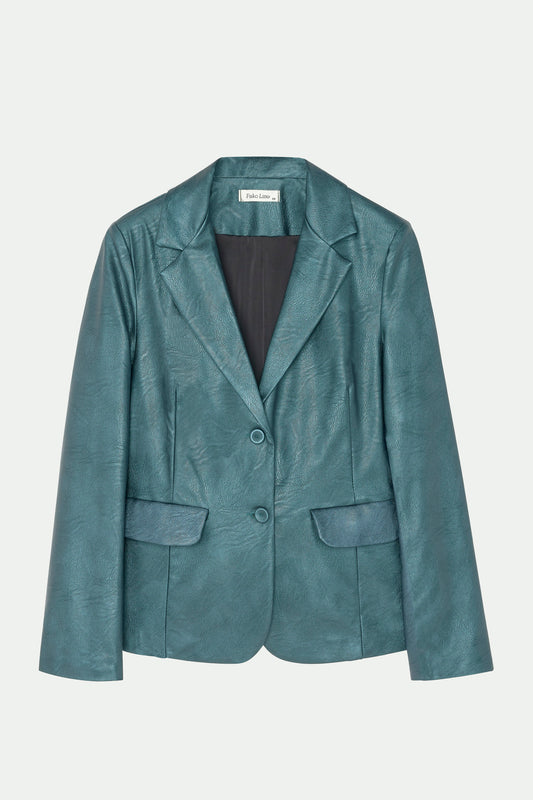 BLAZER SIMILI CUIR WHITNEY PETROLE