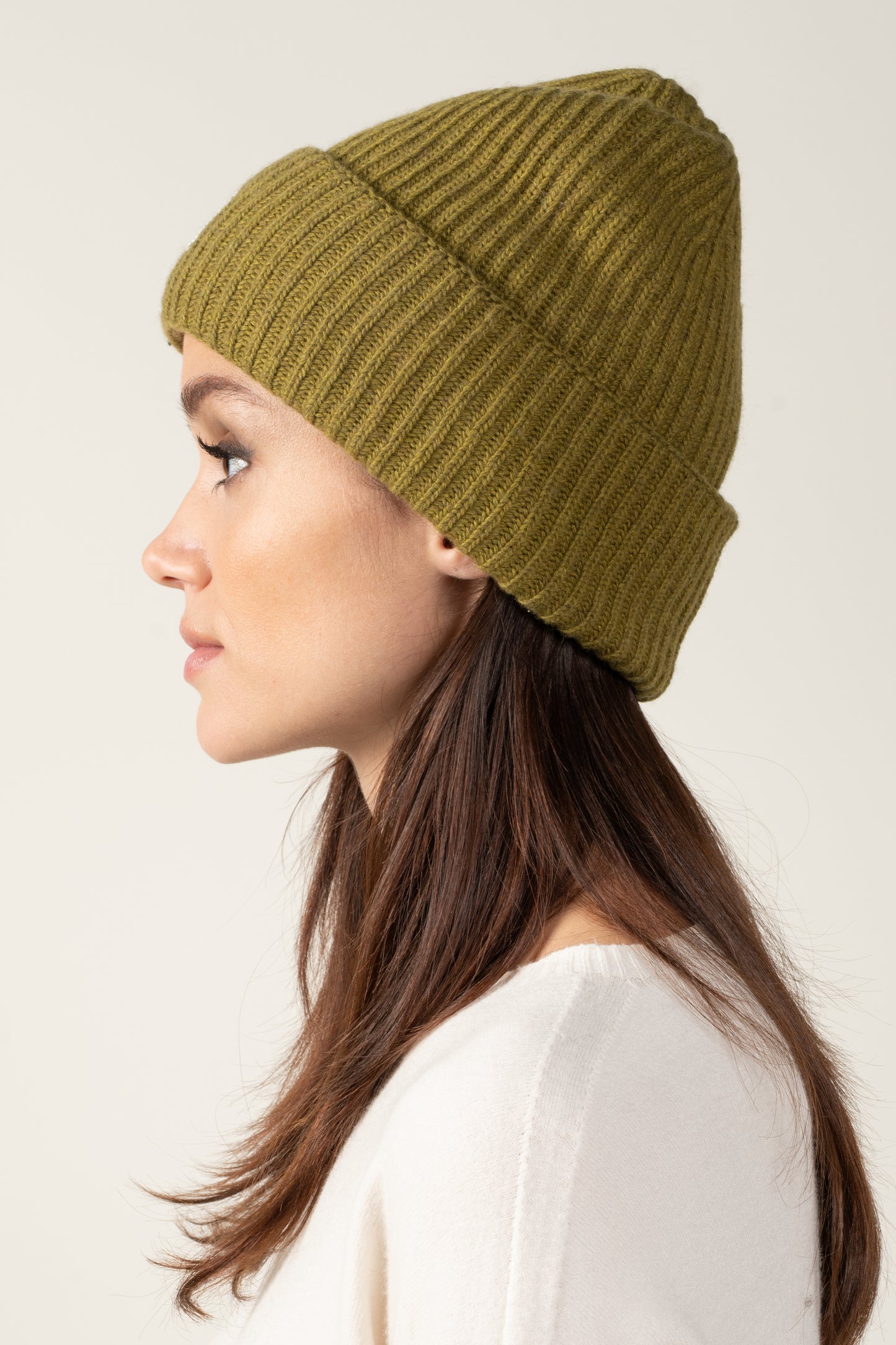 BONNET LAINE & CACHEMIRE MARIUS GOLD OLIVE