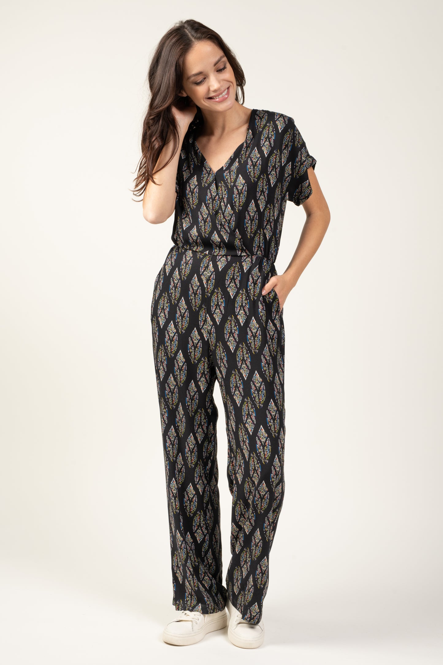 MONA INDIAN PRINT WRAP JUMPSUIT