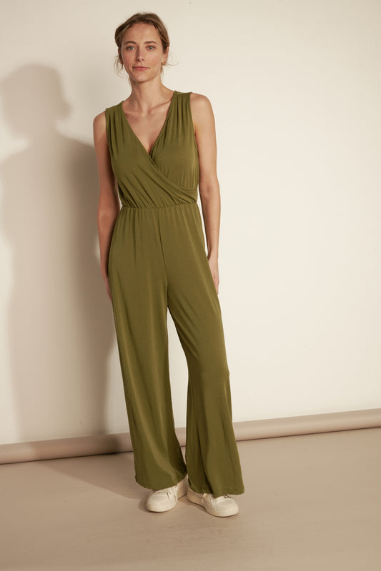 MODAL WRAPPED JUMPSUIT - OLIVE
