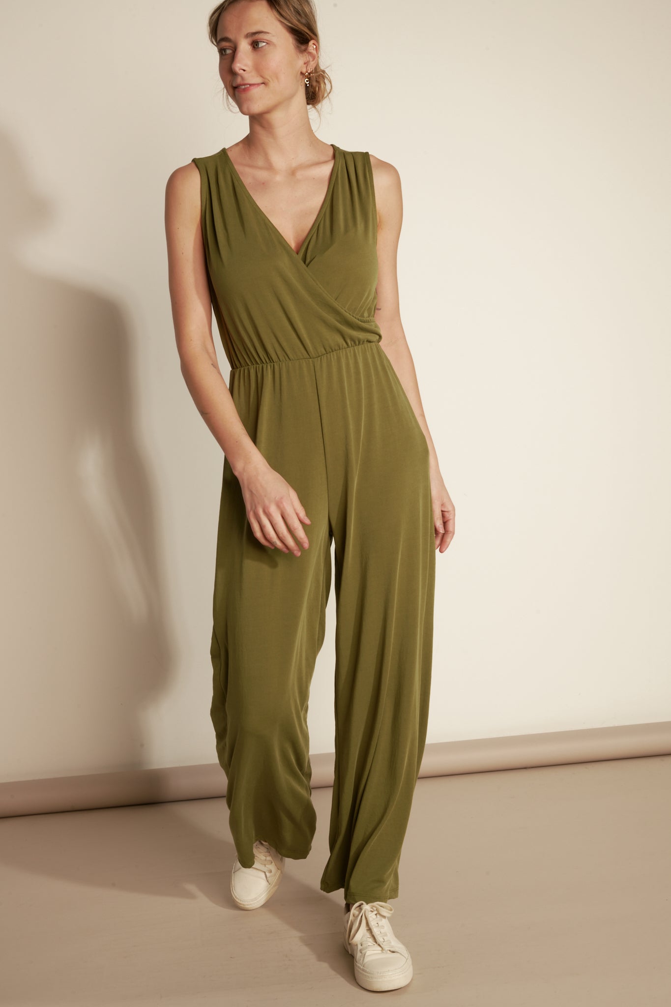 MODAL WRAPPED JUMPSUIT - OLIVE