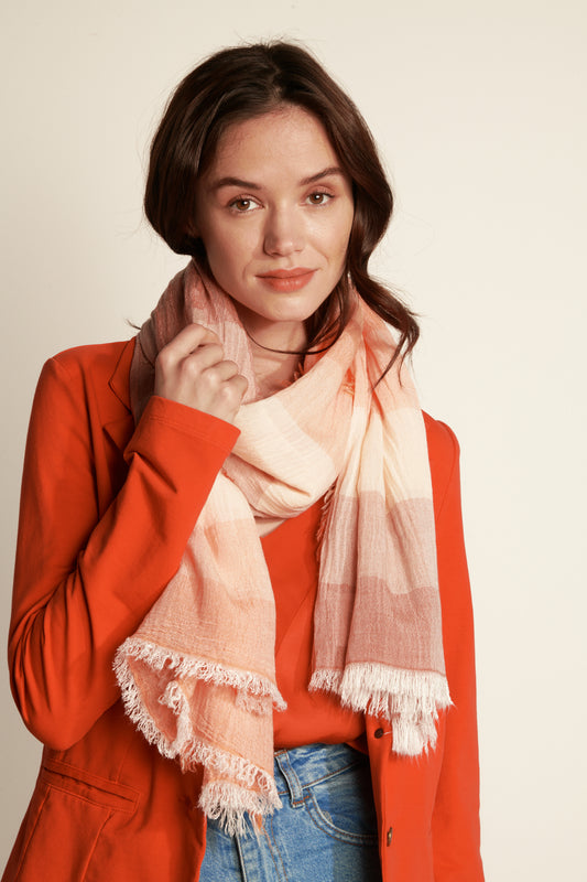 BROAD STRIPED SCARF - ORANGE MEL(3)