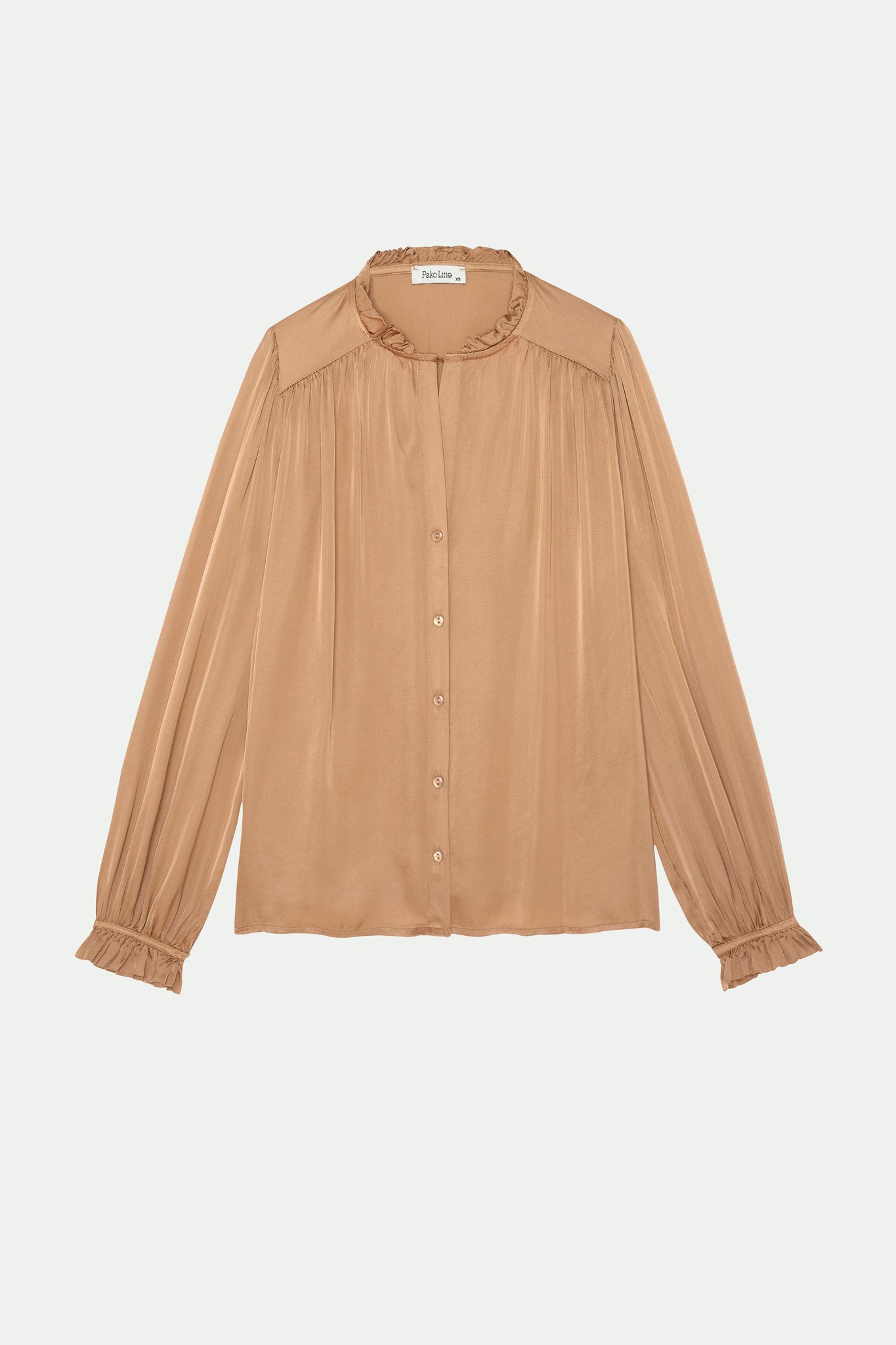 CHEMISE COL PLISSÉ FLORA CAMEL