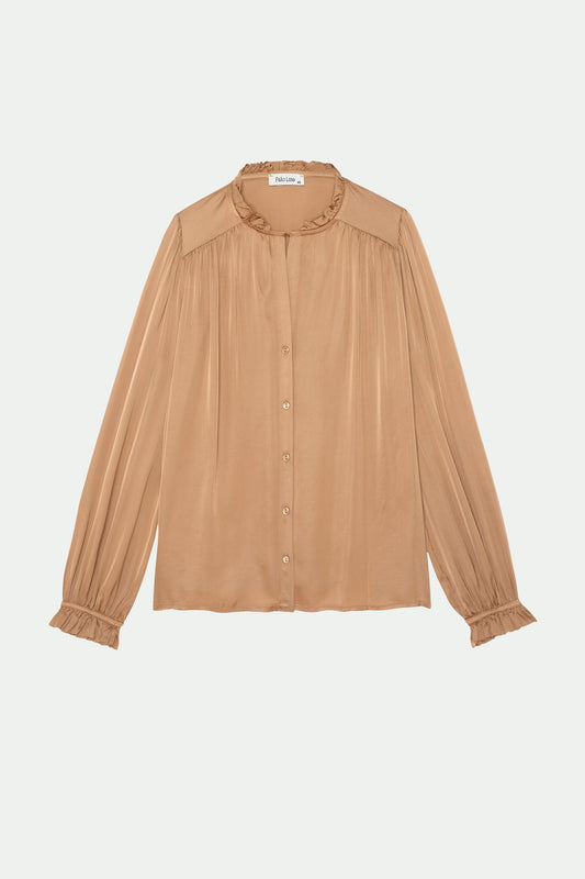 CHEMISE COL PLISSÉ FLORA CAMEL