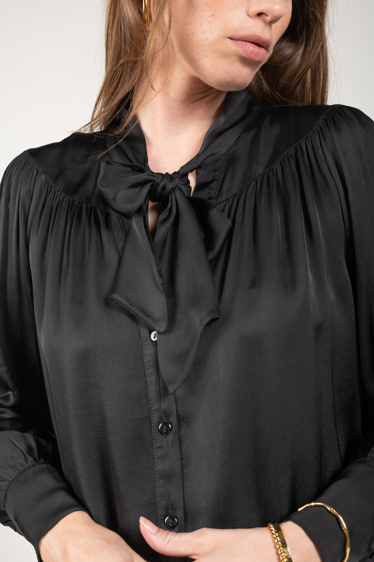 CHEMISE COL LAVALLIÈRE CLÉLIA NOIR