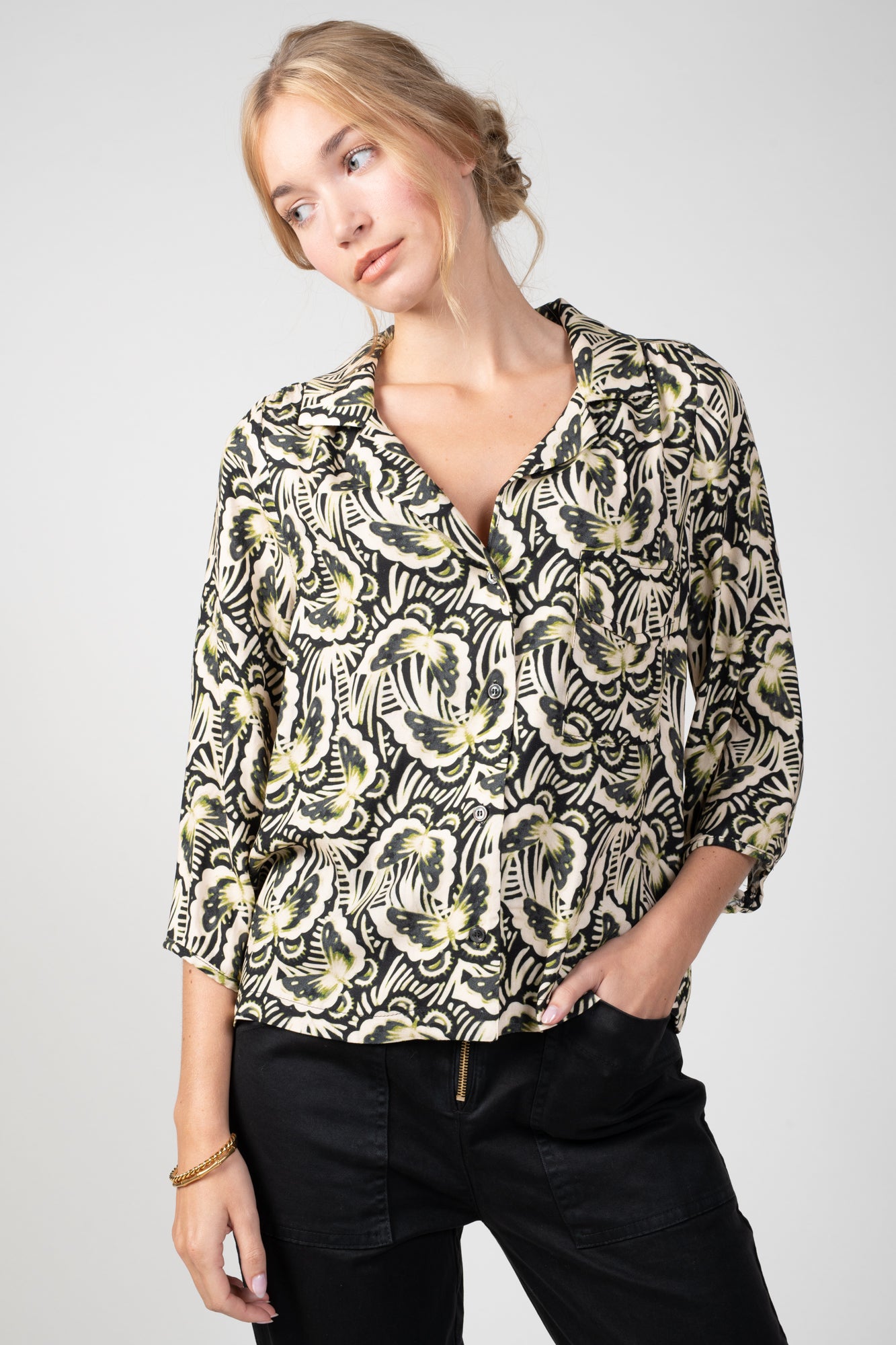 MIA BUTTERFLY PRINT SHIRT