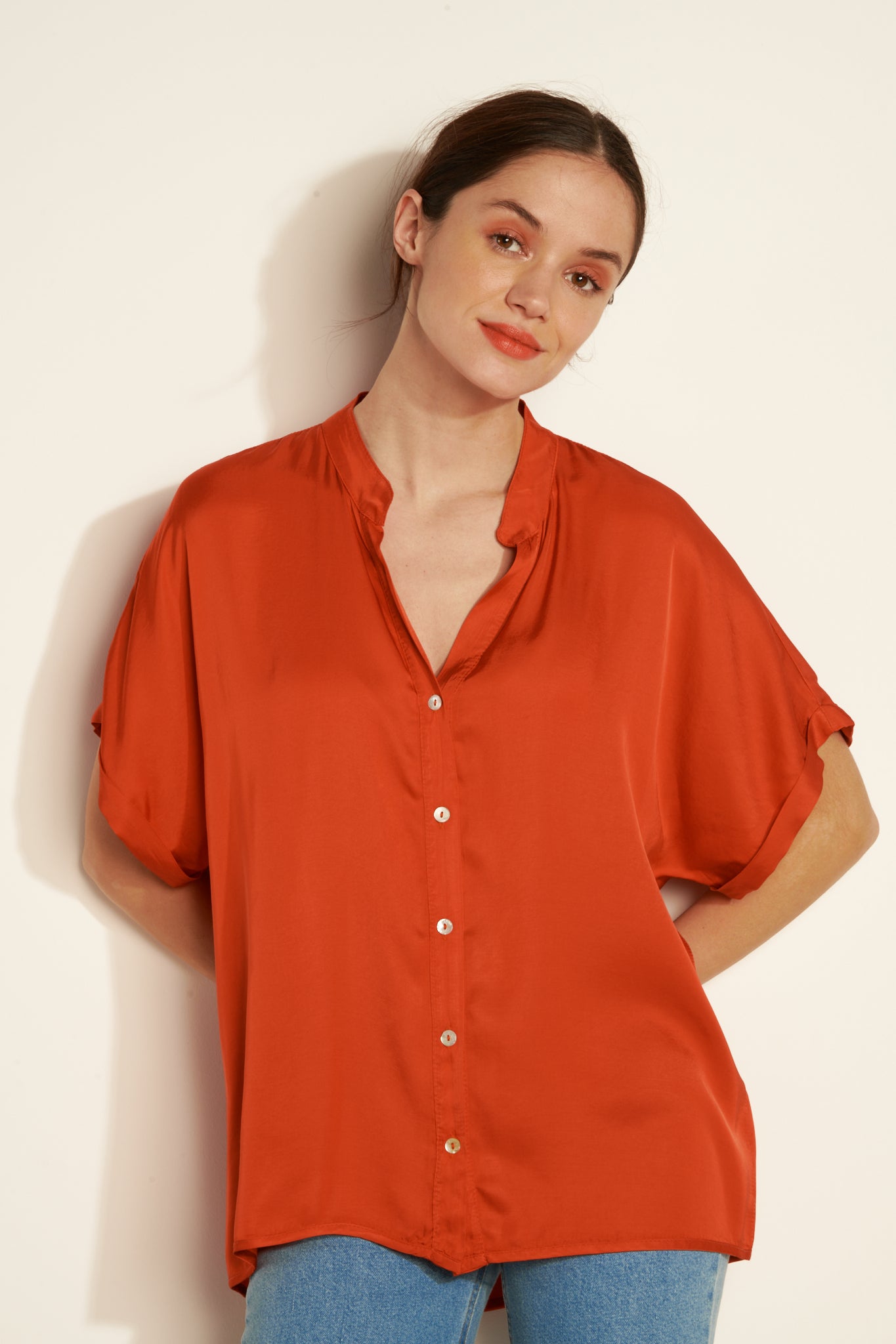 OVER SLIKY SHIRT (FA662C05Q) - ORANGEDE