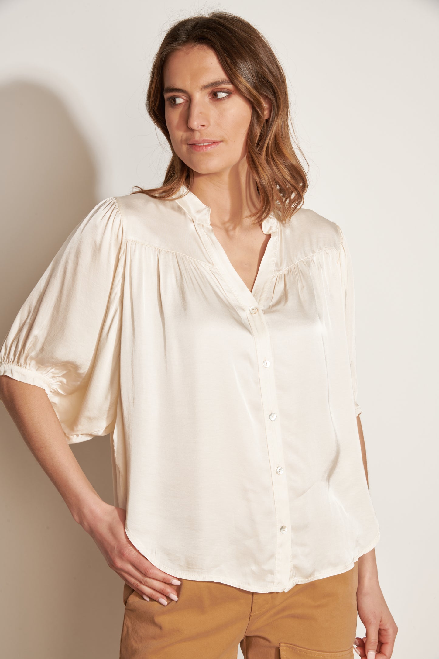 AERYS NATURAL BALLOON SLEEVE SHIRT