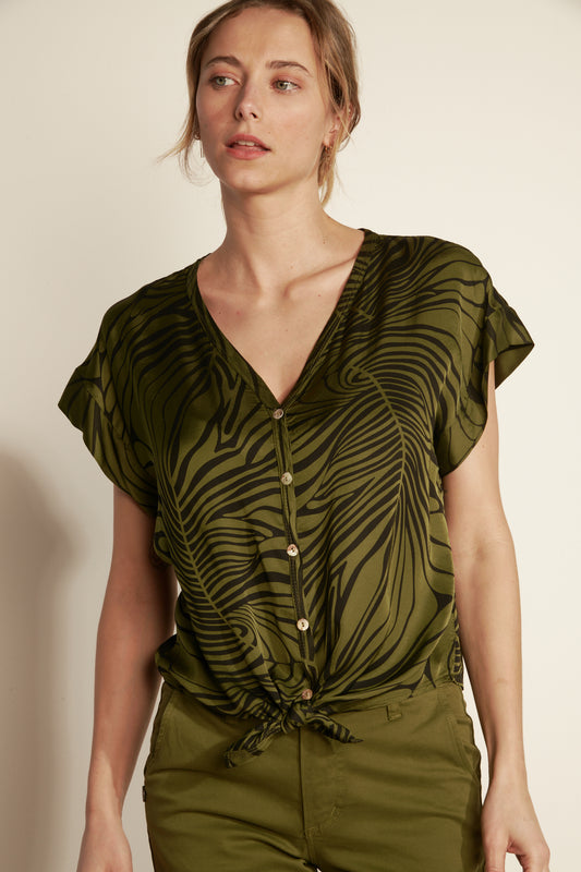 SILKY SAVANE Knotted SHIRT (FA240C05Q) - KHAKI 29V