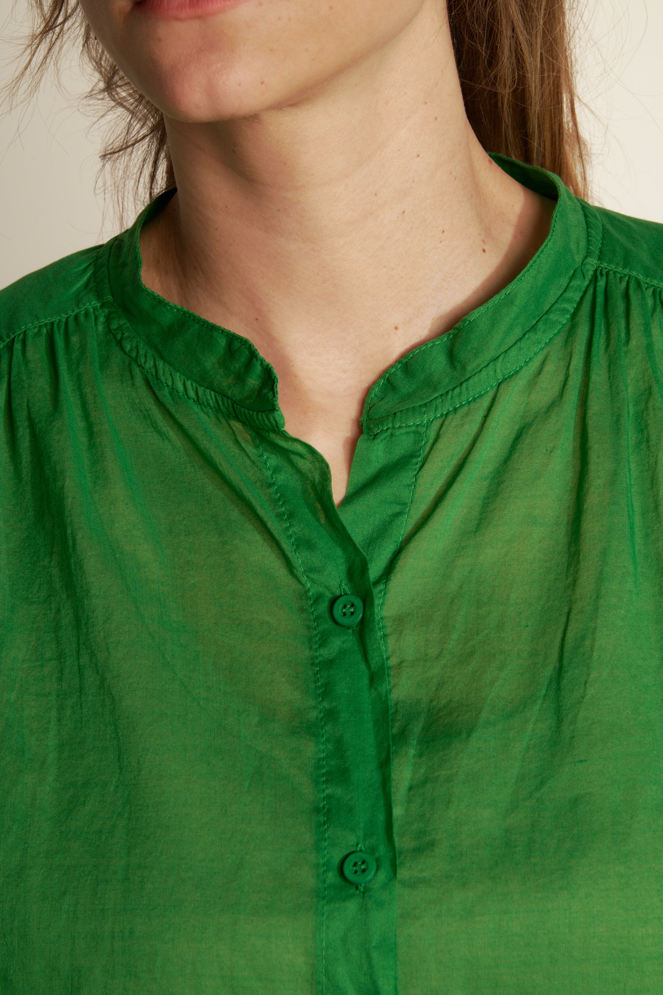 ANGIE GREEN COTTON VOILE SHIRT