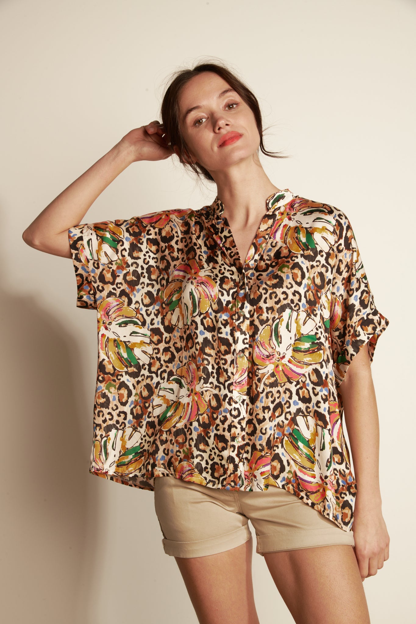 OVER GLAM PRINT SHIRT - LEOPAR JUNGLE