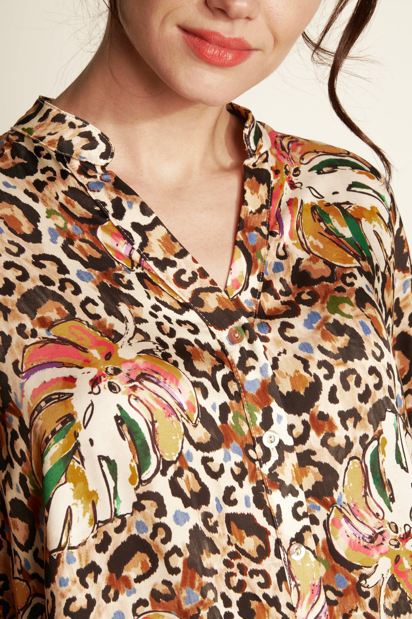 OVER GLAM PRINT SHIRT - LEOPAR JUNGLE