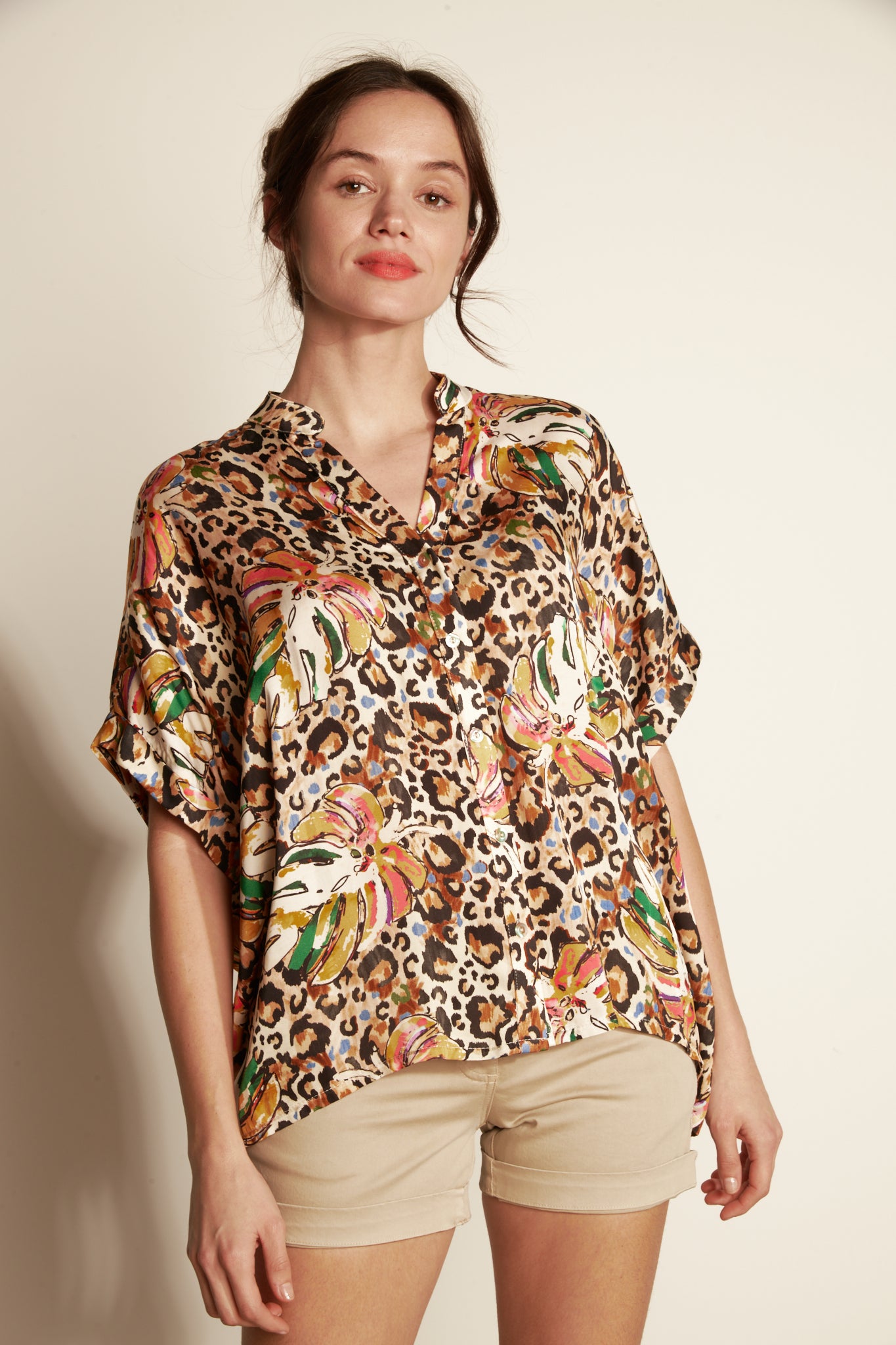 OVER GLAM PRINT SHIRT - LEOPAR JUNGLE