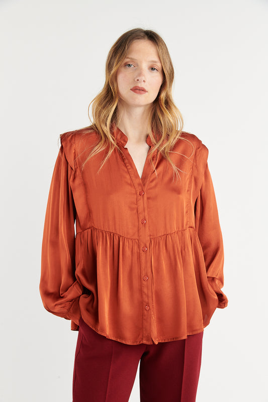 CHEMISE À VOLANTS BASTIEN ORANGE BRULÉ