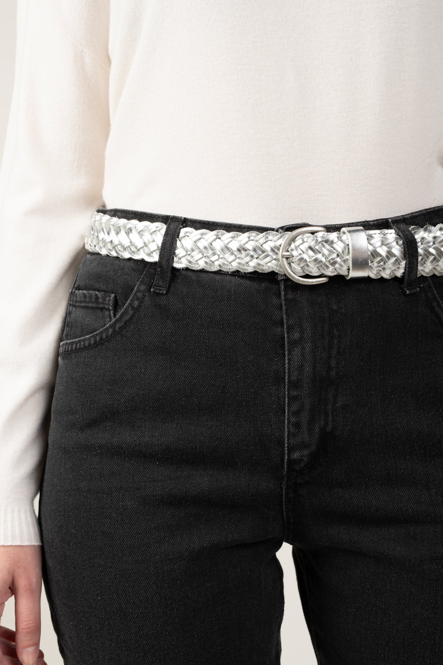 MANON SILVER WIDE BRAIDED BELT