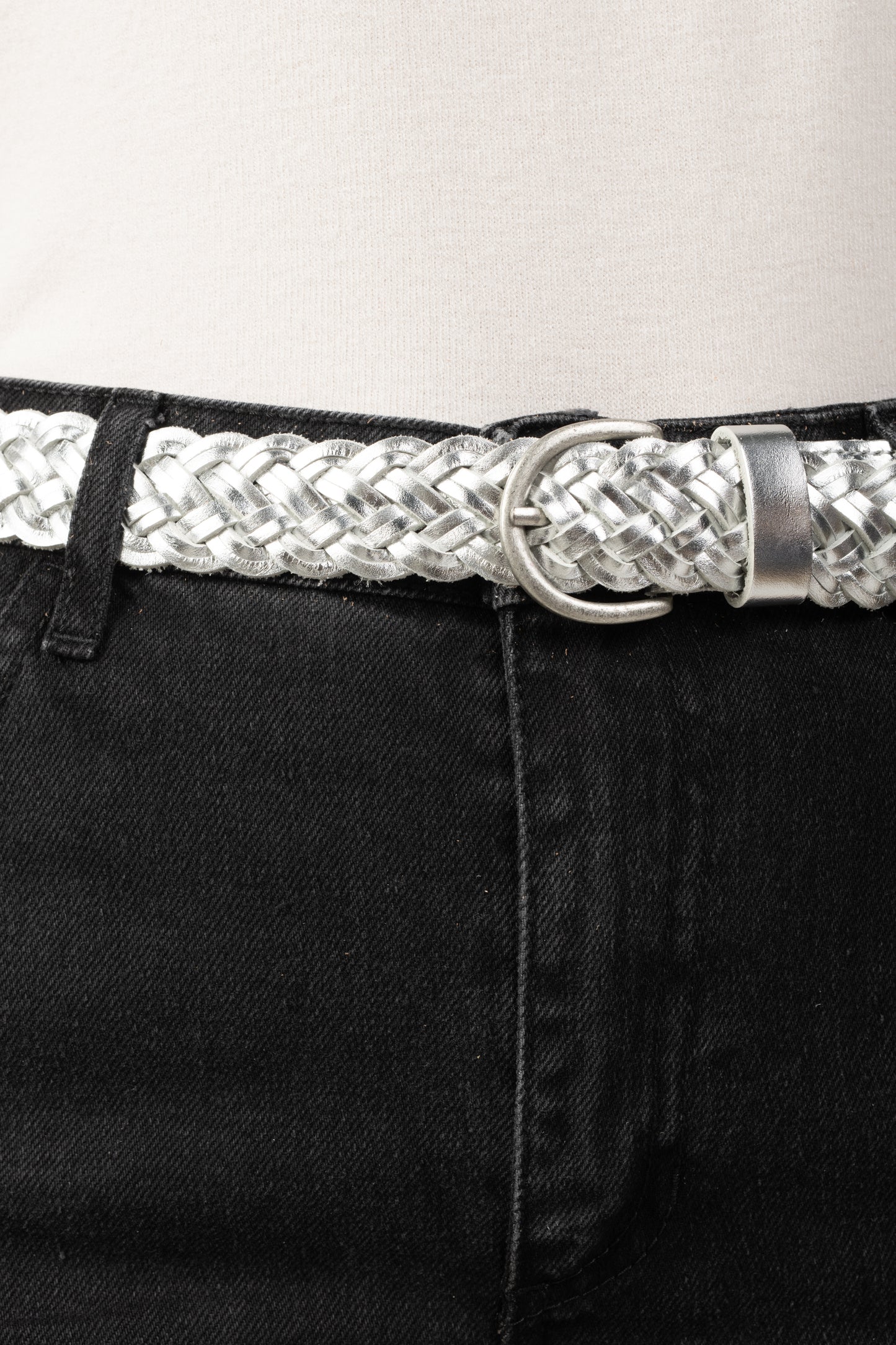 MANON SILVER WIDE BRAIDED BELT