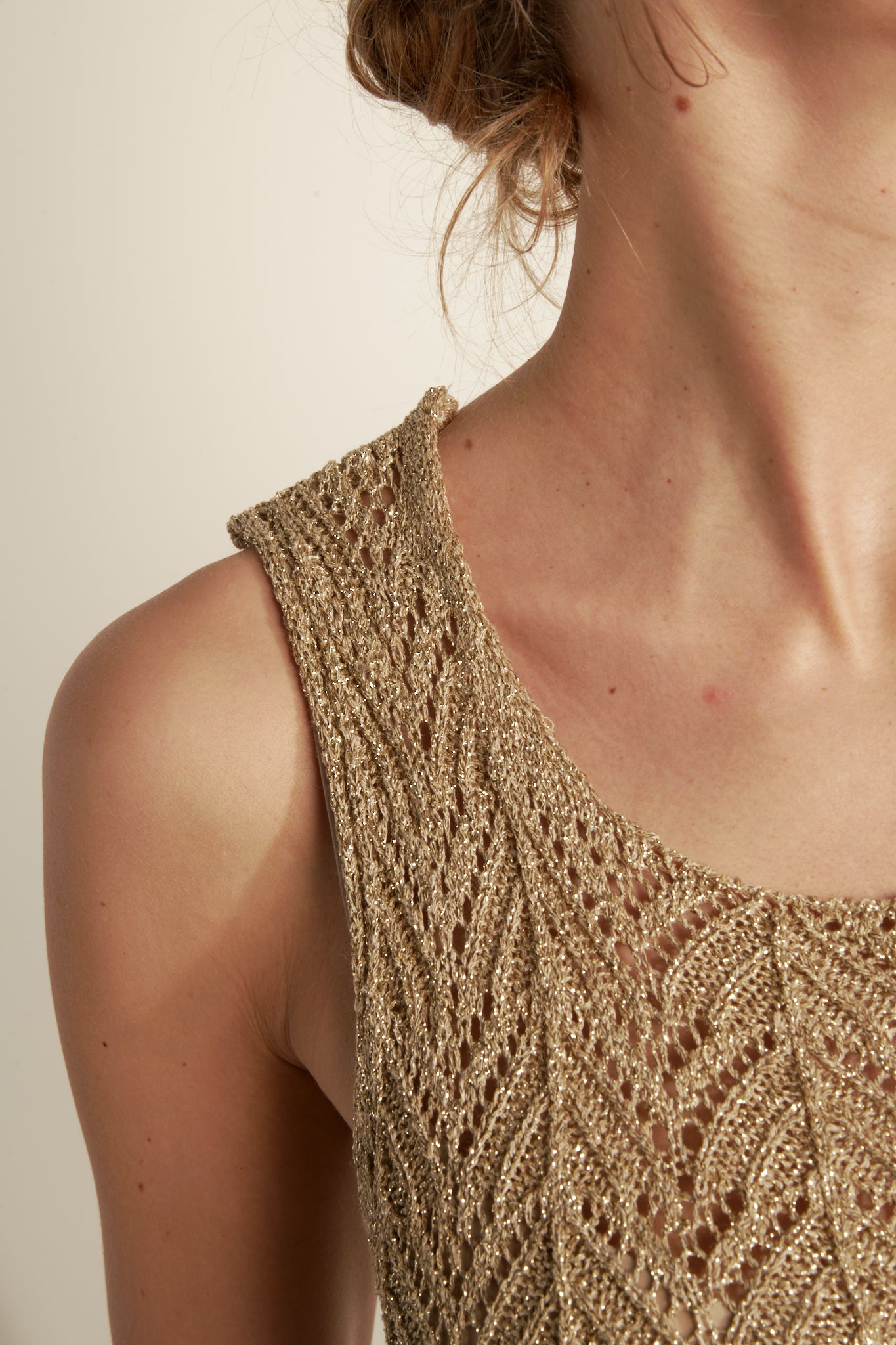 FANCY MESH OPENWORK TANK TOP (4429) - GOLD