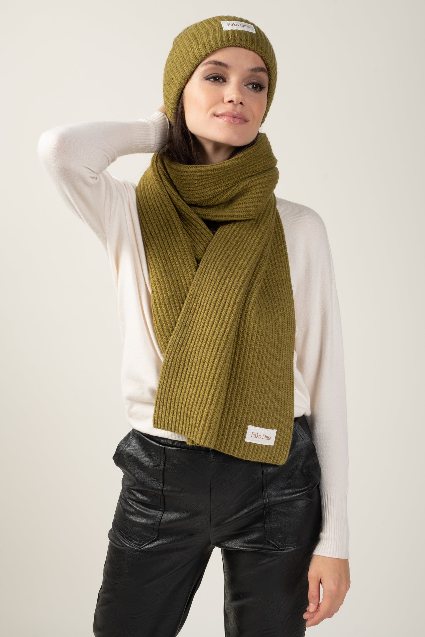 BONNET LAINE & CACHEMIRE MARIUS GOLD OLIVE