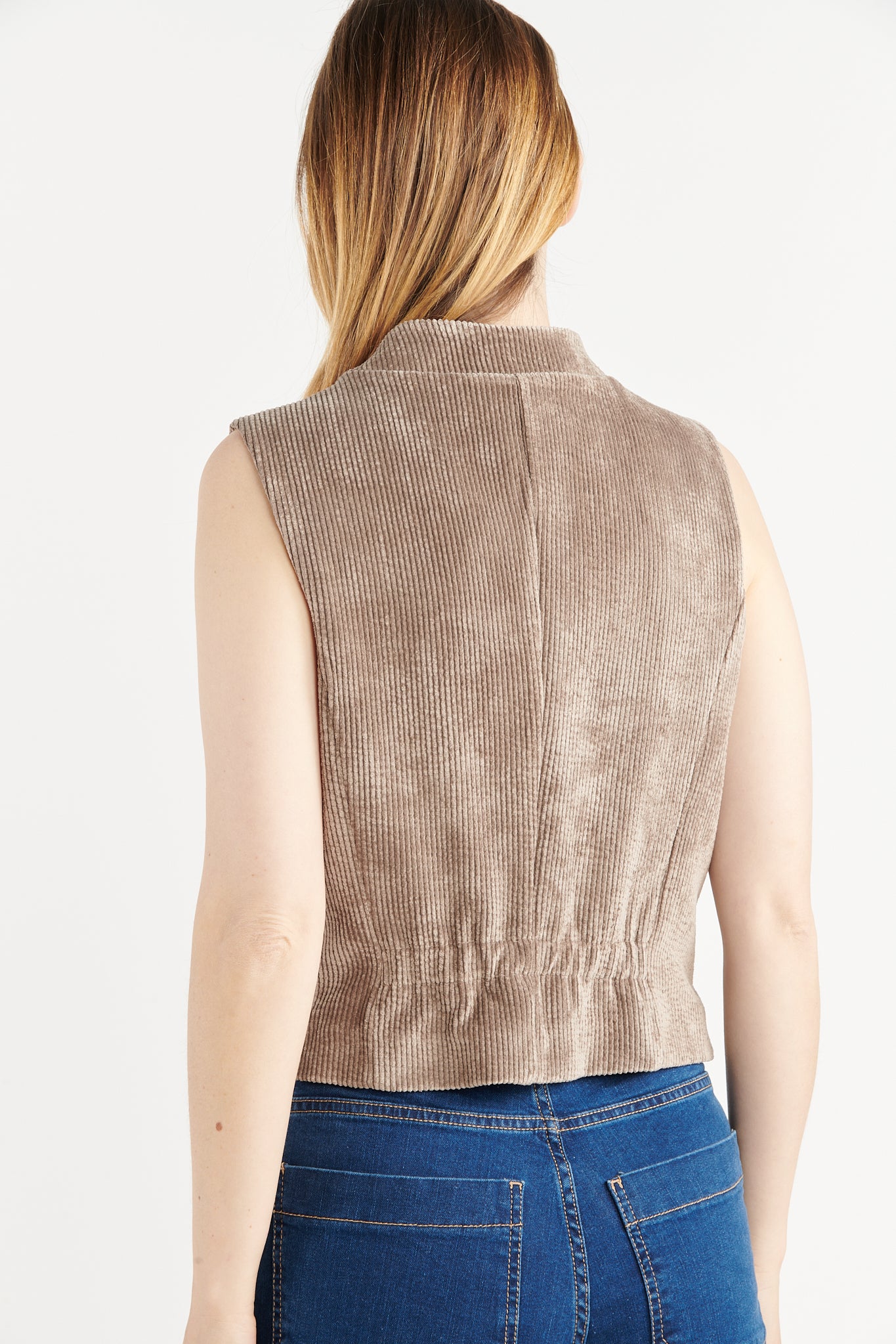 GILET SANS MANCHES VELOURS BERNABÉ TAUPE