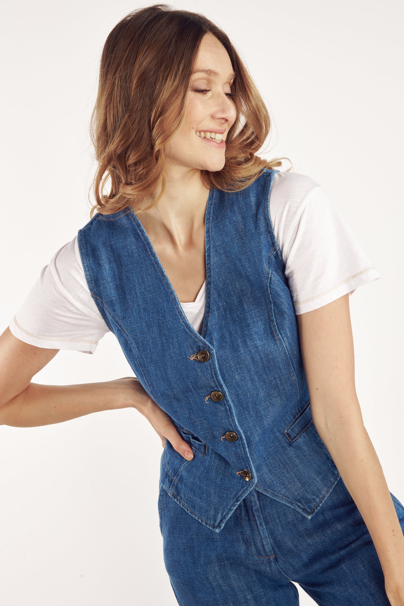 GILET DENIM BLEU FONCÉ CLARIBEL