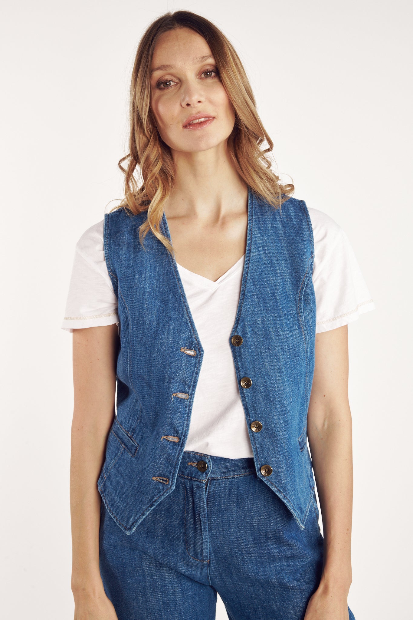 GILET DENIM BLEU FONCÉ CLARIBEL