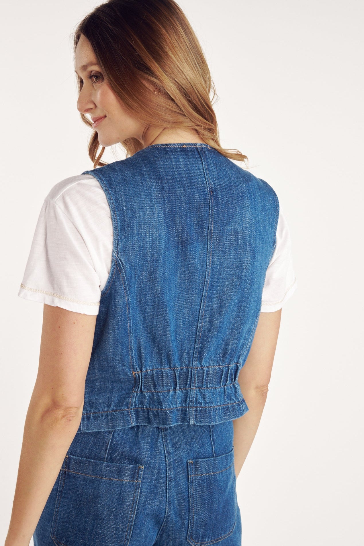 GILET DENIM BLEU FONCÉ CLARIBEL