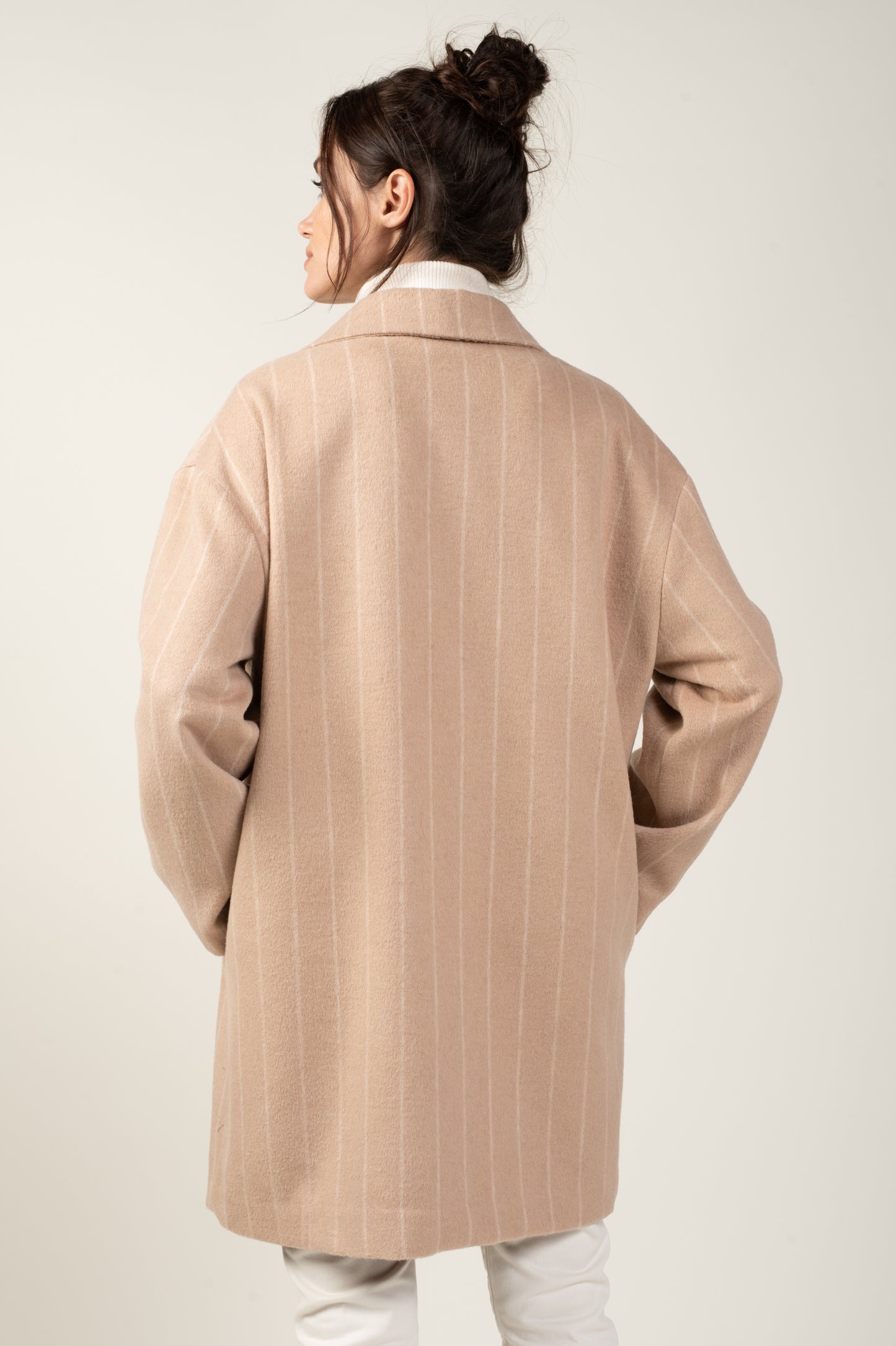 ANDREW CAMEL STRIPED COAT