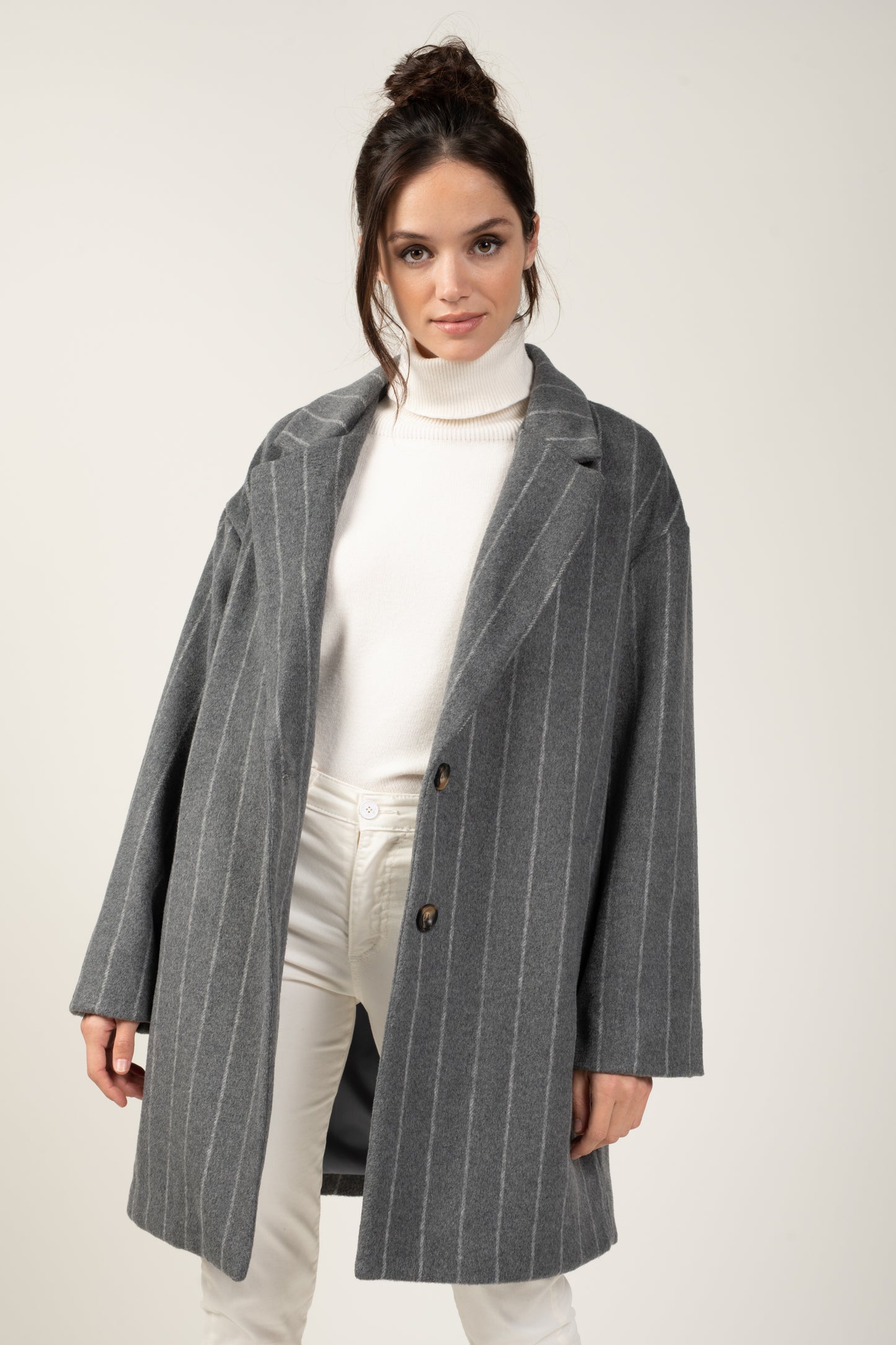 MANTEAU RAYURES ANDREW GRIS