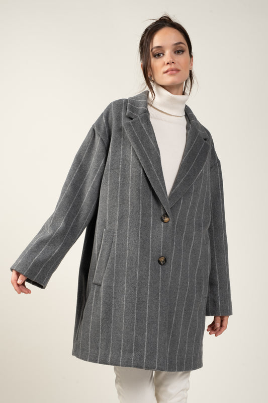 MANTEAU RAYURES ANDREW GRIS