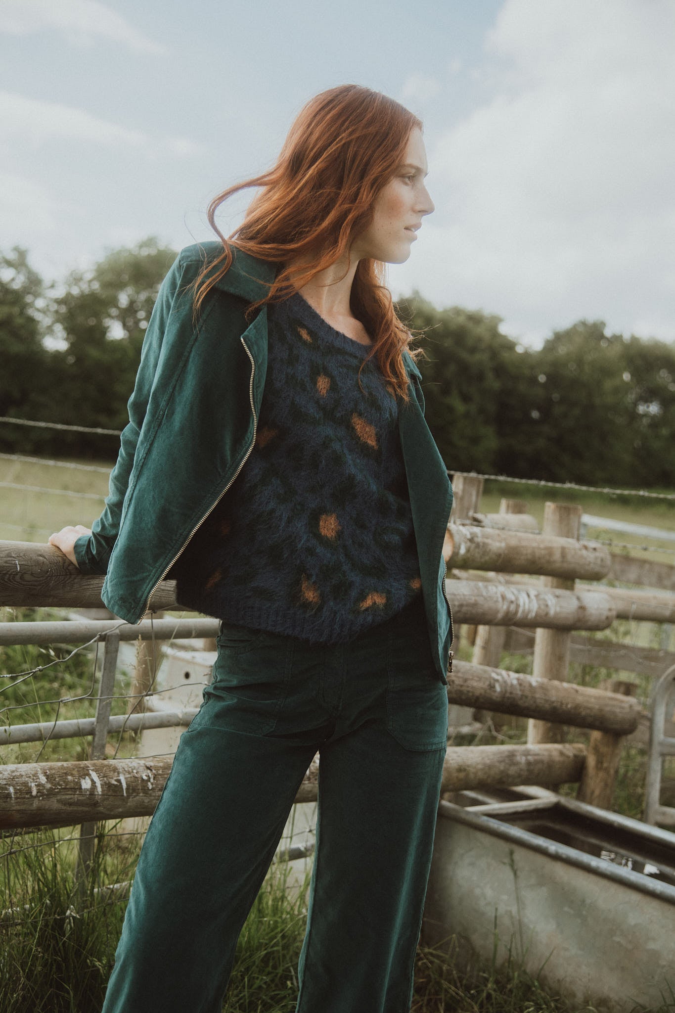 VESTE PERFECTO VELOURS BETSY VERT FOREST