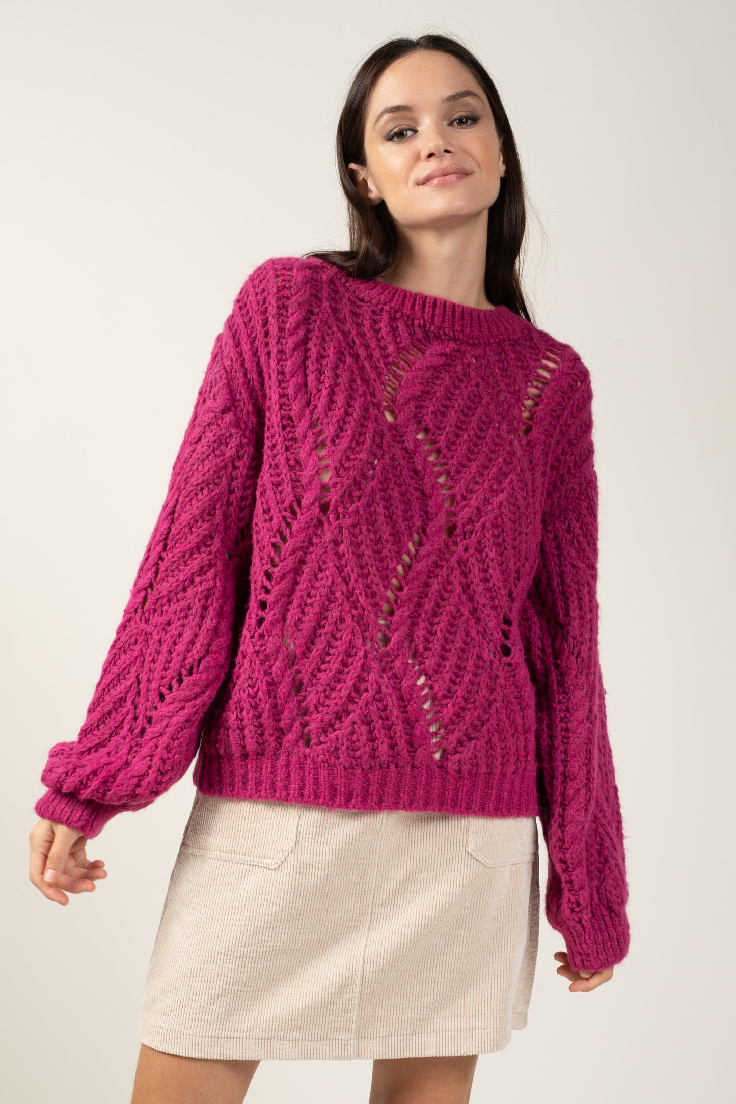 PULL TORSADE MARIE MAGENTA