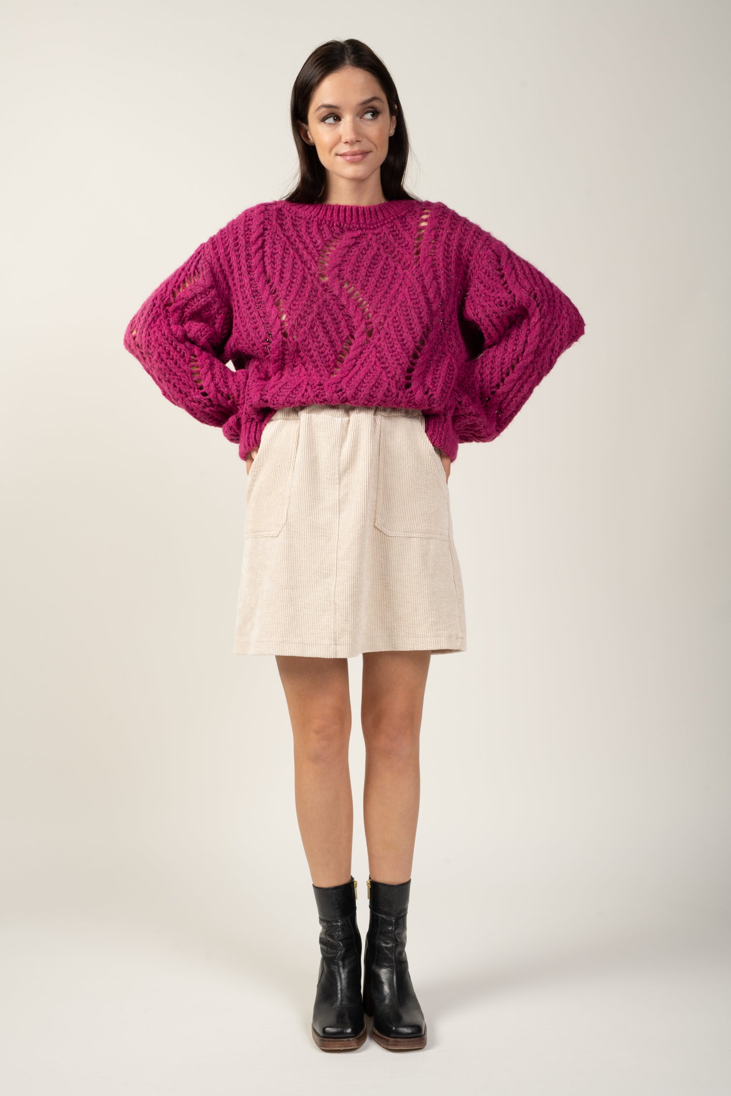 PULL TORSADE MARIE MAGENTA