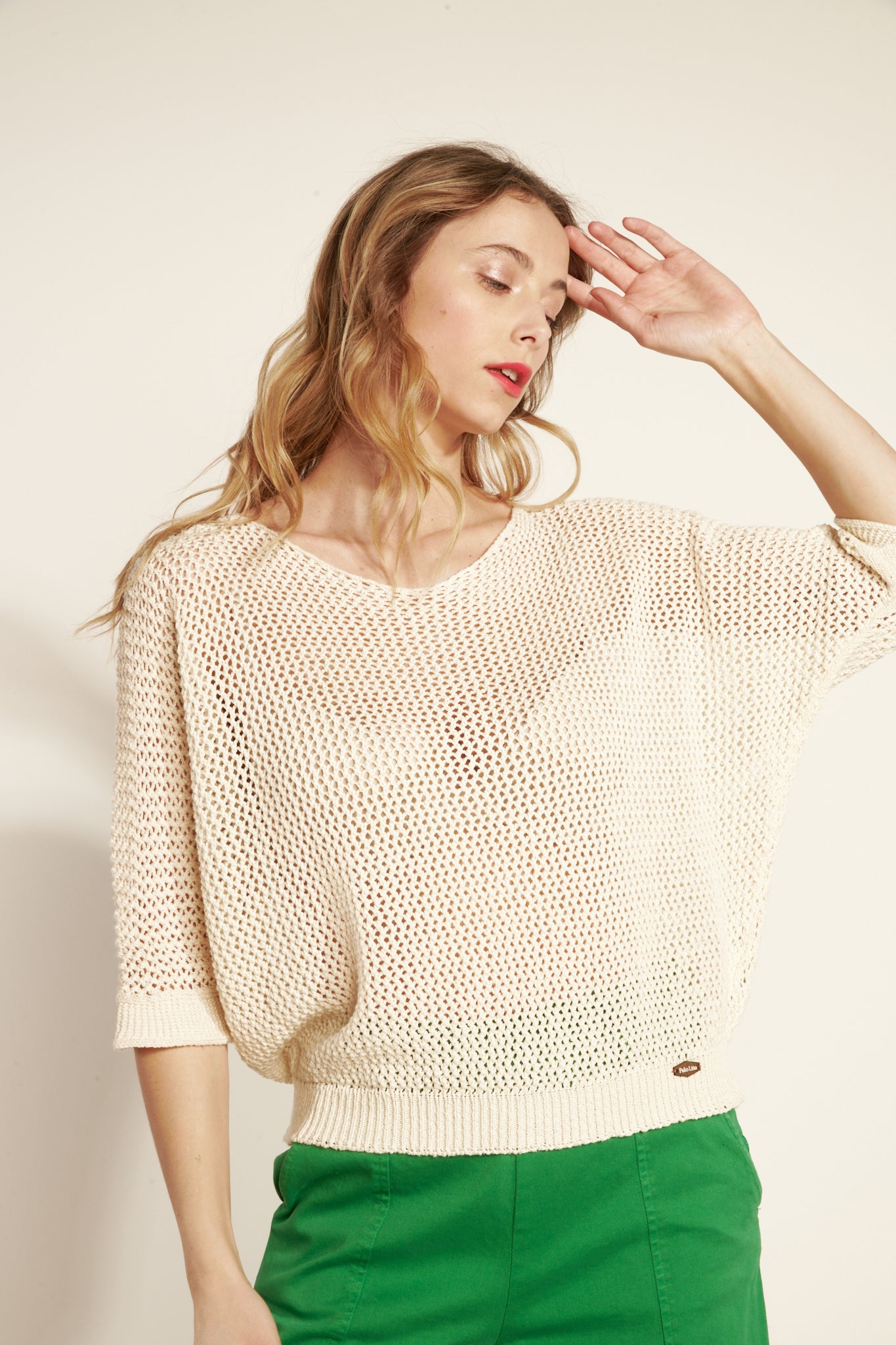 NATURAL ADRIAN MESH SWEATER