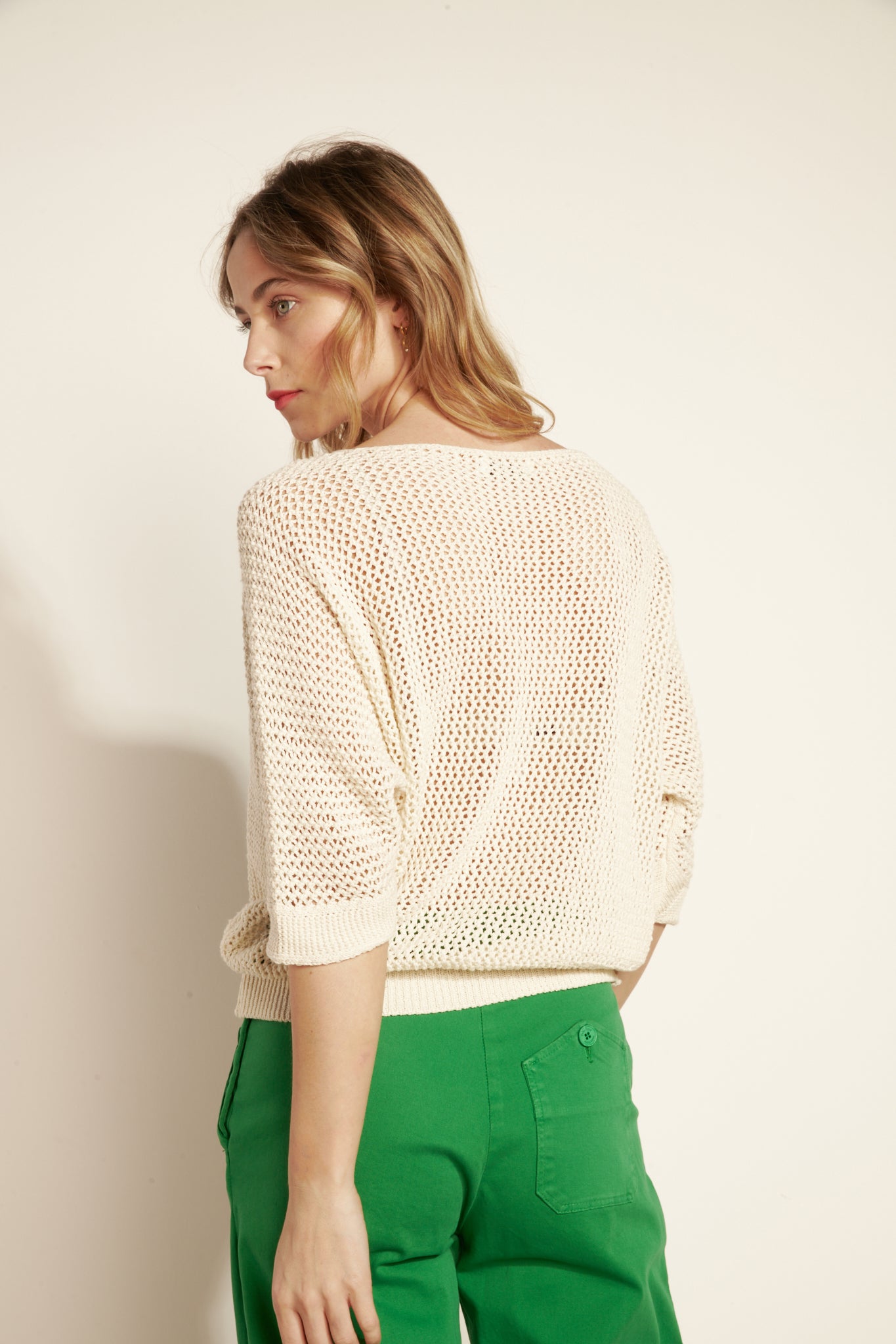 NATURAL ADRIAN MESH SWEATER