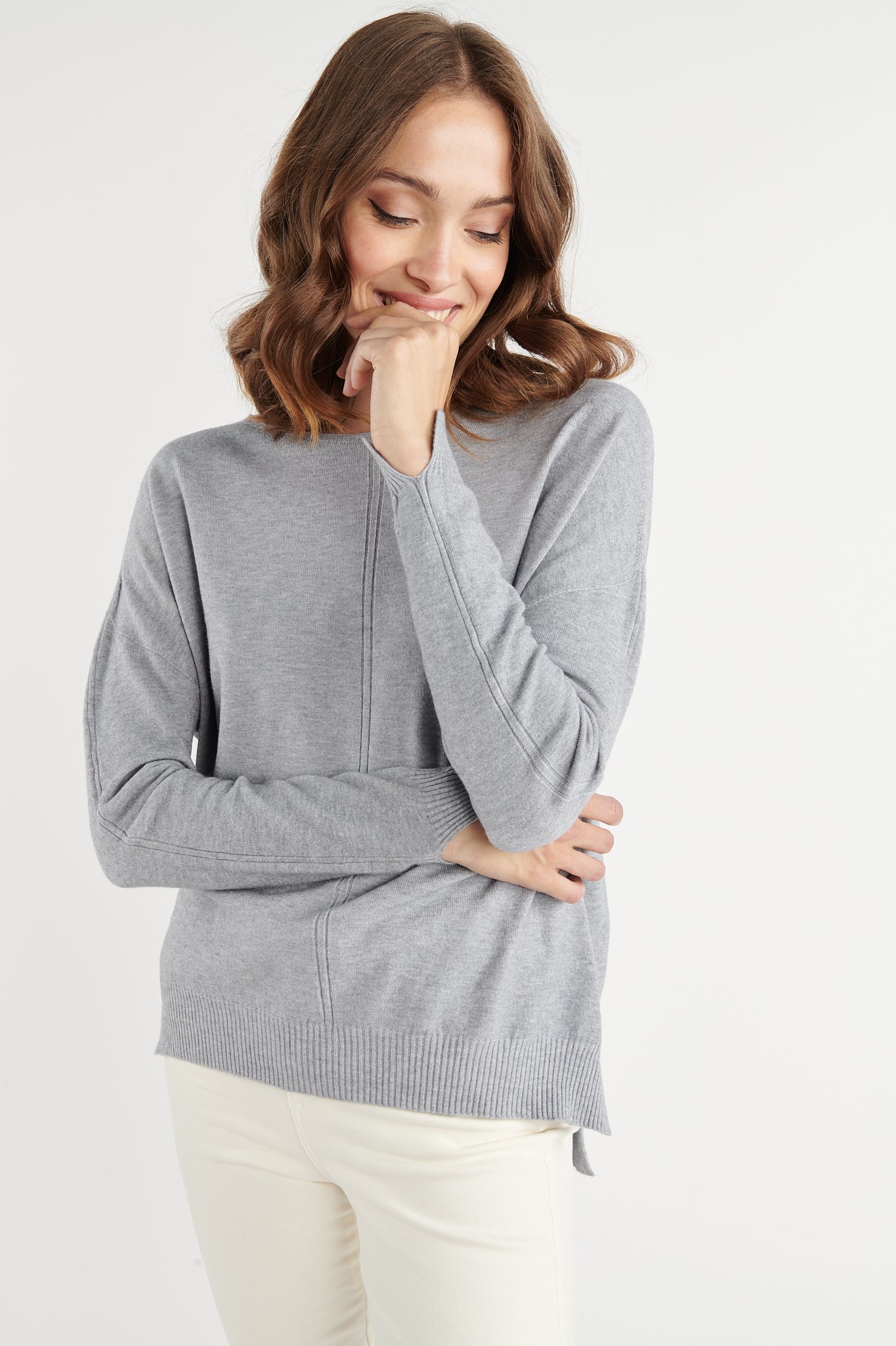 PULL COL ROND BABETTE GRIS