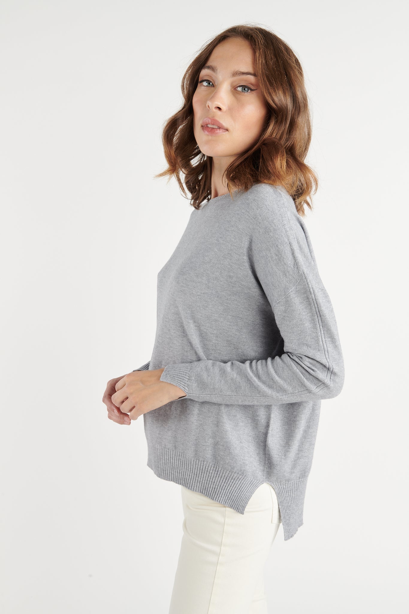 PULL COL ROND BABETTE GRIS