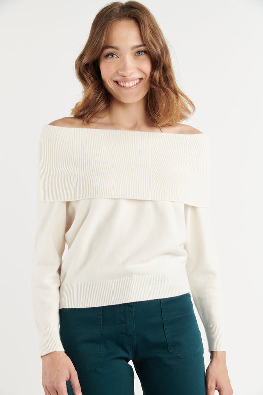 PULL COL BARDOT BIANCA NATUREL