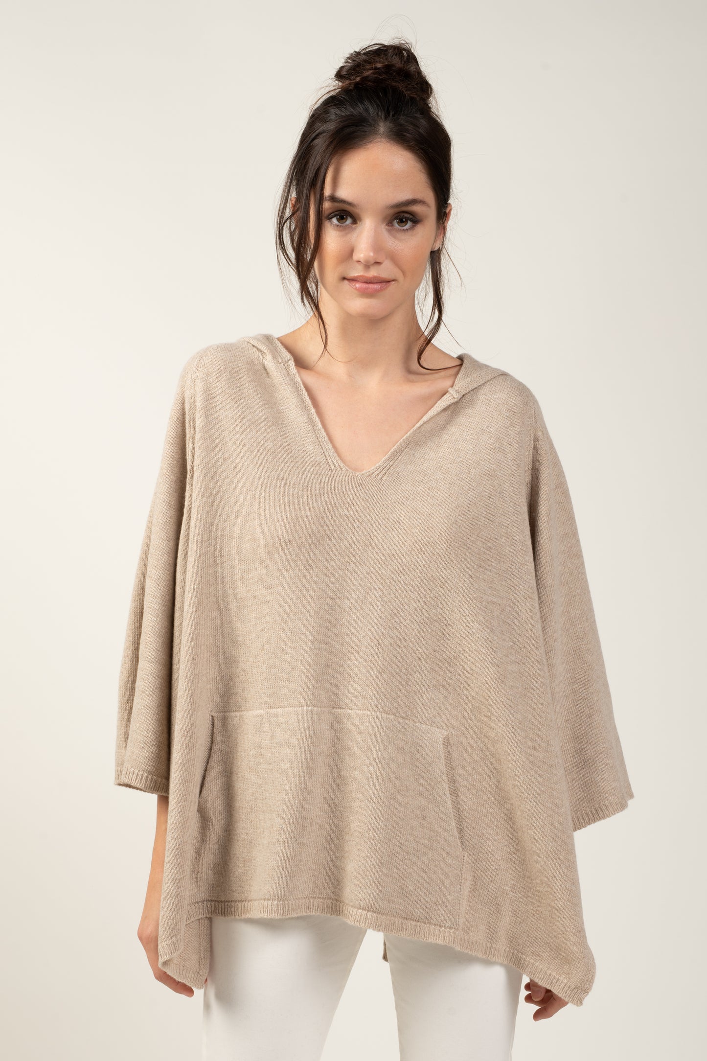 PULL PONCHO CAPUCHE SHARON BEIGE