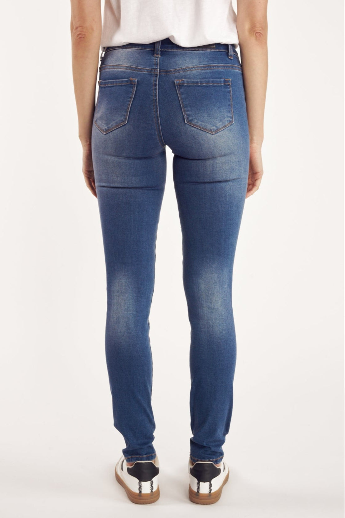 HIGH WAIST SLIM 5-POCKET JEANS - BLUE