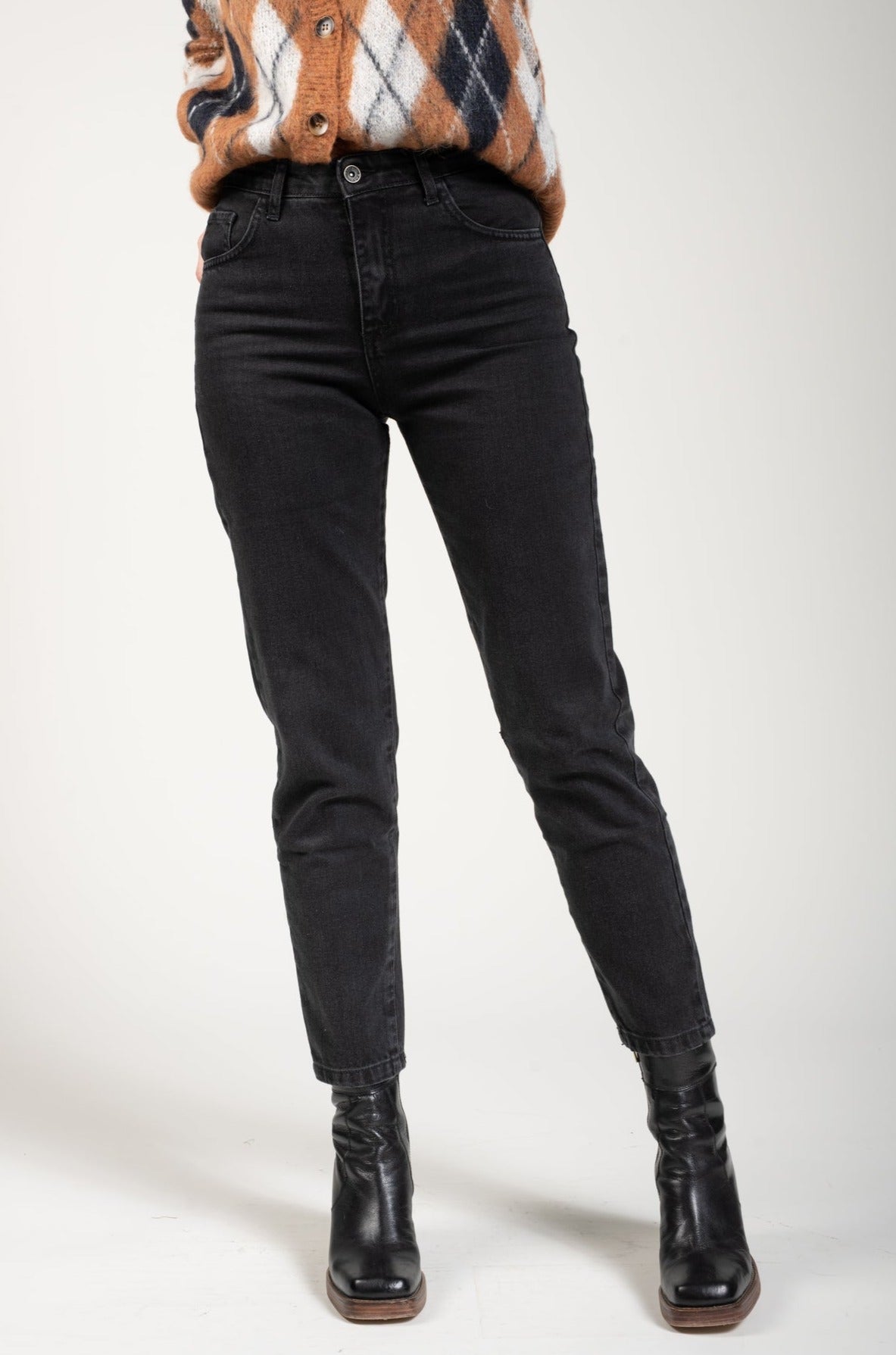 HIGH WAIST JEANS - BLACK