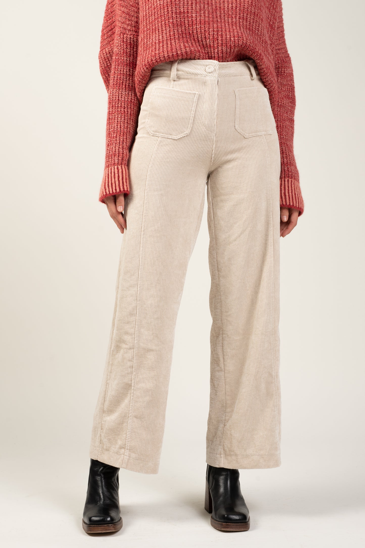 AMY NATURAL VELVET WIDE TROUSERS