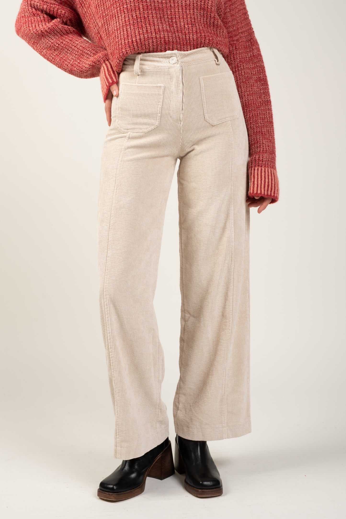 AMY NATURAL VELVET WIDE TROUSERS