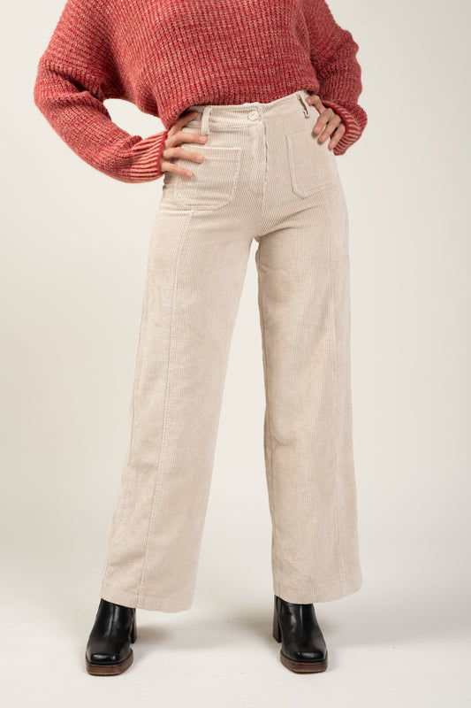 AMY NATURAL VELVET WIDE TROUSERS